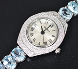 Часы на серебряном браслете с топазами Серебро 925