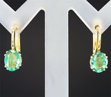 Золотые серьги с уральскими изумрудами 1,29 карат Золото