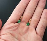 Золотые серьги с уральскими изумрудами 1,29 карат Золото
