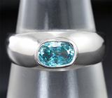 Стильное серебряное кольцо с голубым цирконом Серебро 925