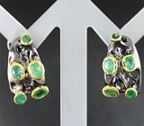 Серебряные серьги с изумрудами Серебро 925