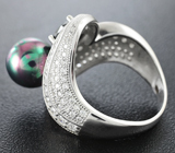 Стильное серебряное кольцо с цветной жемчужиной Серебро 925