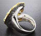 Яркое серебряное кольцо с золотистыми сфенами и цаворитами Серебро 925