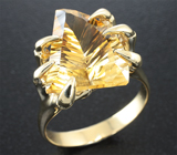 Золотое кольцо с чистейшим цитрином авторской огранки Золото