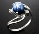 Элегантное серебряное кольцо со звездчатым сапфиром Серебро 925