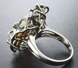 Серебряное кольцо с эфиопскими опалами и пурпурными сапфирами Серебро 925