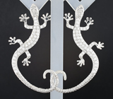 Оригинальные серебряные серьги «Ящерки» Серебро 925