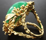 Золотое кольцо с уральским изумрудом 18,75 карат и бриллиантами Золото