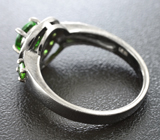 Чудесное черненое серебряное кольцо с диопсидами Серебро 925