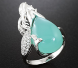 Скульптурное серебряное кольцо «Русалка» с голубым халцедоном Серебро 925
