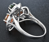 Эффектное серебряное кольцо с кристаллическими черными опалами Серебро 925