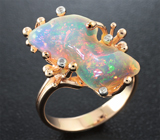 Авторское золотое кольцо с эфиопским опалом и бриллиантами Золото