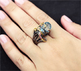 Серебряное кольцо с бриолетом топаза и сапфирами падпараджа Серебро 925