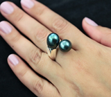 Оригинальное серебряное кольцо с цветным жемчугом Серебро 925