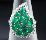 Прелестное cеребряное кольцо с зелеными агатами Серебро 925