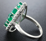 Прелестное cеребряное кольцо с зелеными агатами Серебро 925