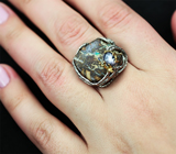 Серебряное кольцо с австралийским болдер опалом и звездчатым сапфиром Серебро 925
