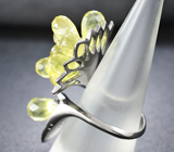 Серебряное кольцо с бриолетами цитринов и цаворитами Серебро 925