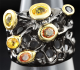 Серебряное кольцо с разноцветными сапфирами Серебро 925