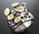 Серебряное кольцо с разноцветными сапфирами Серебро 925