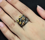 Серебряное кольцо с разноцветными сапфирами Серебро 925