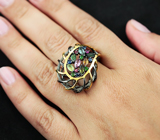 Серебряное кольцо с разноцветными сапфирами Серебро 925