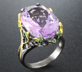 Серебряное кольцо с аметистом и цаворитами Серебро 925