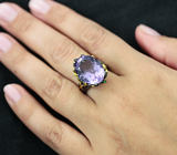 Серебряное кольцо с аметистом и цаворитами Серебро 925