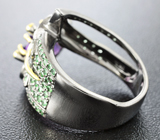 Серебряное кольцо с аметистом и цаворитами Серебро 925