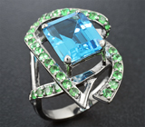 Серебряное кольцо с топазом и цаворитами Серебро 925