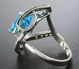 Серебряное кольцо с топазом и цаворитами Серебро 925