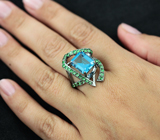 Серебряное кольцо с топазом и цаворитами Серебро 925