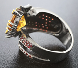 Серебряное кольцо с цитрином, цаворитами и оранжевыми сапфирами Серебро 925