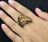 Серебряное кольцо c цитрином, сапфирами и цаворитами Серебро 925