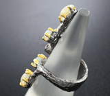 Серебряное кольцо с изумрудом и эфиопскими опалами Серебро 925