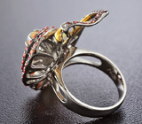 Серебряное кольцо c эфиопскими опалами и оранжевыми сапфирами Серебро 925