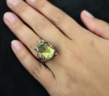 Серебряное кольцо с лимонным цитрином и красными сапфирами Серебро 925