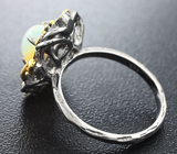 Серебряное кольцо с эфипоским опалом, цаворитами и синими сапфирами Серебро 925