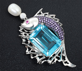 Крупный скульптурный серебряный кулон с жемчужиной Серебро 925