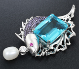 Крупный скульптурный серебряный кулон с жемчужиной Серебро 925