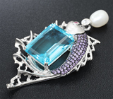 Крупный скульптурный серебряный кулон с жемчужиной Серебро 925