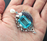 Крупный скульптурный серебряный кулон с жемчужиной Серебро 925