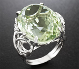 Золотое кольцо с зеленым аметистом 28,54 карат и бриллиантами Золото