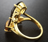 Оригинальное серебряное кольцо с дымчатым кварцем Серебро 925