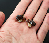 Оригинальные серебряные серьги с дымчатым кварцем Серебро 925