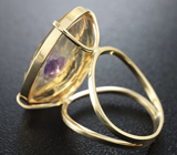 Золотое кольцо с уникальным цитрином с аметистами 20,93 карат Золото