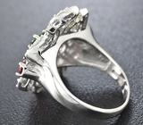 Изысканное серебряное кольцо с разноцветными турмалинами и диопсидом Серебро 925