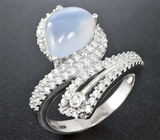 Элегантное серебряное кольцо с голубым халцедоном Серебро 925