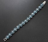 Великолепный cеребряный браслет с голубыми топазами Серебро 925