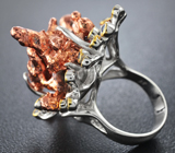 Серебряное кольцо с самородной медью и синими сапфирами Серебро 925